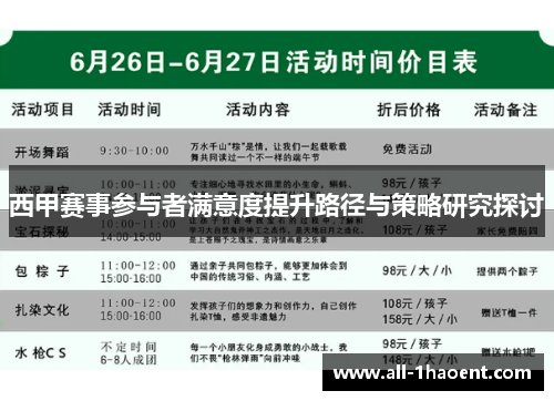 西甲赛事参与者满意度提升路径与策略研究探讨 西甲赛事参与者满意度提升路径与策略研究探讨